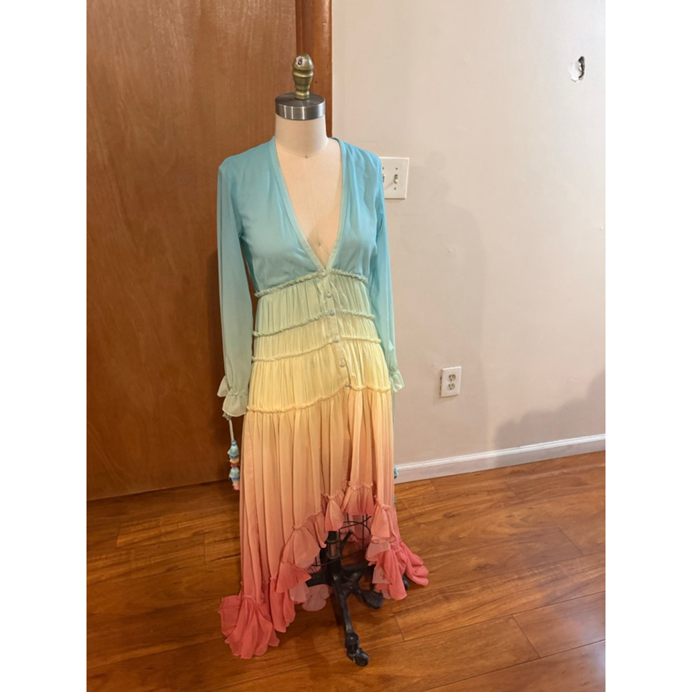 Women's ROCOCO SAND Ombre Maxi Dress XS Blue Pink - Picture 2 of 9